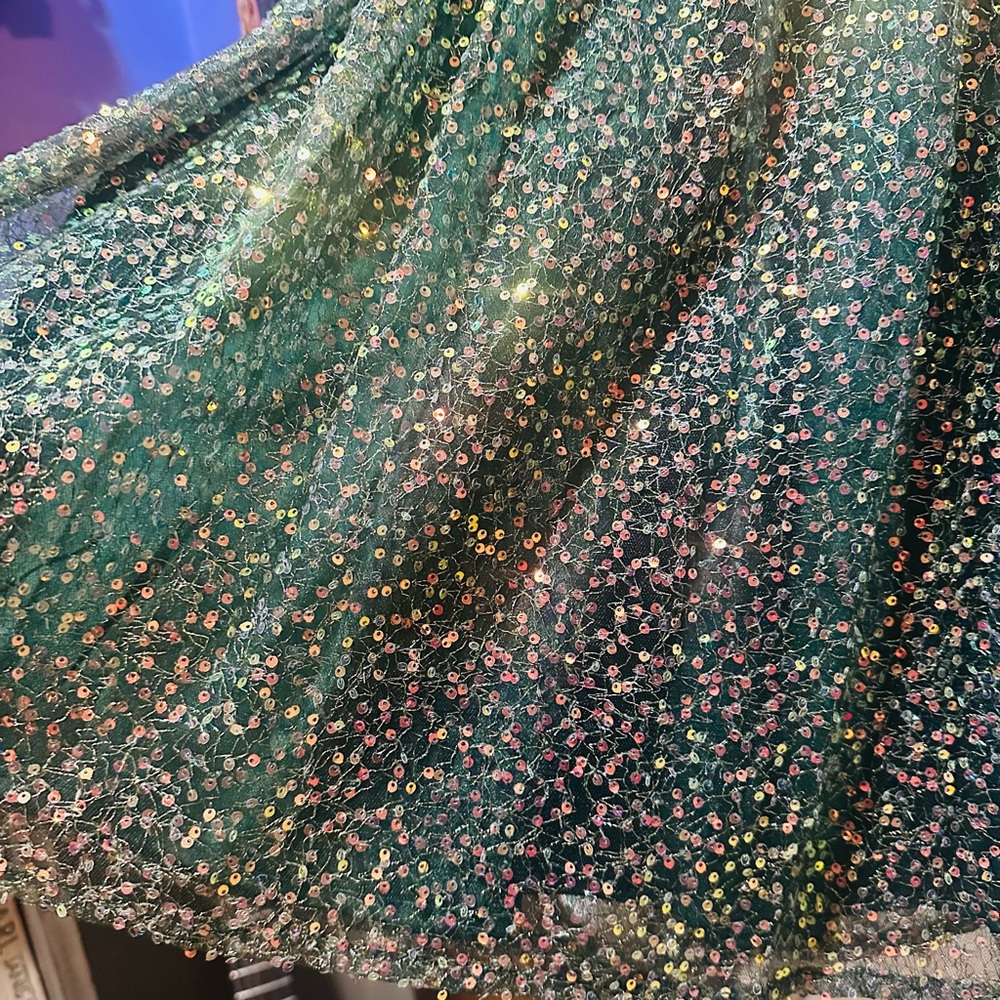 Emerald Sundae Altar’d State Mini Party Dress Sparkle Green & Gold S - Picture 13 of 16